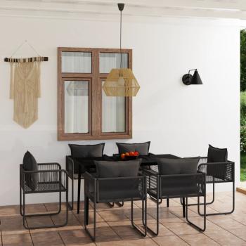 ARDEBO.de - 7-tlg. Garten-Essgruppe Schwarz