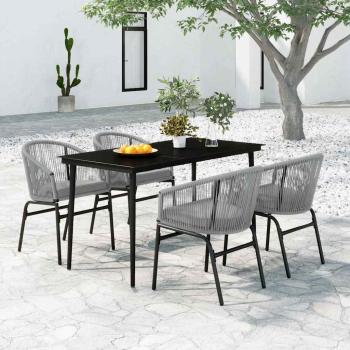 ARDEBO.de - 5-tlg. Garten-Essgruppe Grau