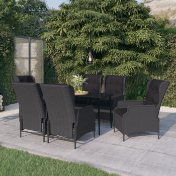 ARDEBO.de - 7-tlg. Garten-Essgruppe Dunkelgrau