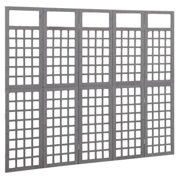 Spalier/Paravent 5-teilig Massivholz Tanne Grau 201,5x180 cm