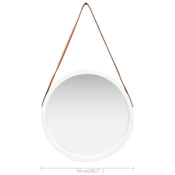 Wandspiegel mit Gürtel 50 cm Weiß