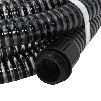Saugschlauch mit Messing-Anschlüssen Schwarz 1,1" 10 m PVC