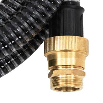 Saugschlauch mit Messing-Anschlüssen Schwarz 1,1" 10 m PVC