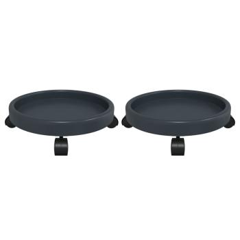 Pflanzenroller mit Rollen 2 Stk. Grau Durchmesser 34 cm 35 kg
