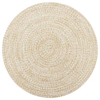ARDEBO.de - Teppich Handgefertigt Jute Weiß und Natur 90 cm