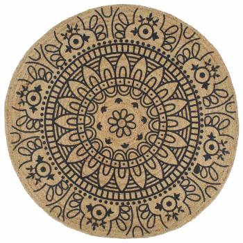 ARDEBO.de - Teppich Handgefertigt Jute mit Dunkelblauem Aufdruck 90 cm