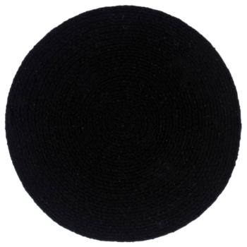 Tischsets 6 Stk. Uni Schwarz 38 cm Rund Baumwolle