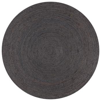 ARDEBO.de - Teppich Handgefertigt Jute Rund 90 cm Dunkelgrau