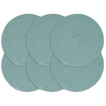 ARDEBO.de - Tischsets 6 Stk. Grün 38 cm Rund Baumwolle