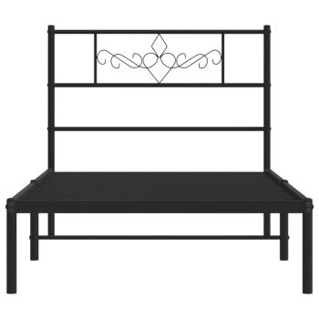 Bettgestell mit Kopfteil Metall Schwarz 90x200 cm