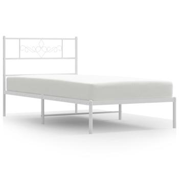 Bettgestell mit Kopfteil Metall Weiß 107x203 cm