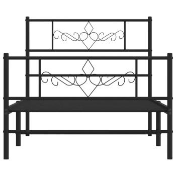 Bettgestell mit Kopf- und Fußteil Metall Schwarz 80x200 cm
