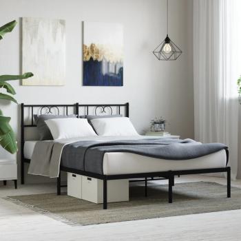 ARDEBO.de - Bettgestell mit Kopfteil Metall Schwarz 120x200 cm