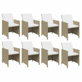9-tlg. Garten-Essgruppe mit Kissen Poly Rattan Beige