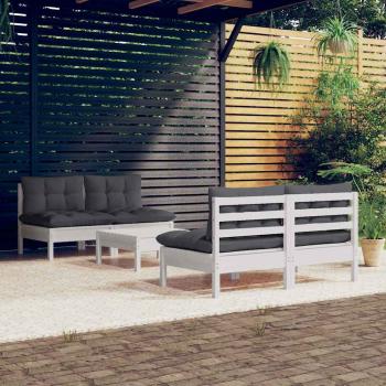 ARDEBO.de - 5-tlg. Garten-Lounge-Set mit Anthrazit Kissen Kiefernholz