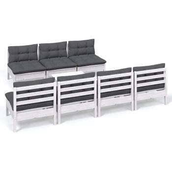 8-tlg. Garten-Lounge-Set mit Anthrazit Kissen Kiefernholz