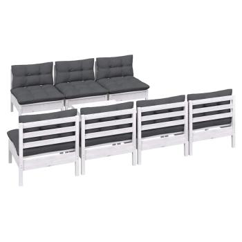8-tlg. Garten-Lounge-Set mit Anthrazit Kissen Kiefernholz