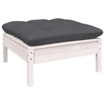 12-tlg. Garten-Lounge-Set mit Kissen Weiß Massivholz Kiefer