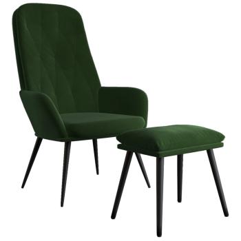 Relaxsessel mit Hocker Dunkelgrün Samt