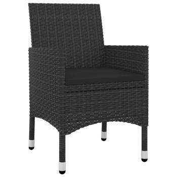 5-tlg. Garten-Essgruppe mit Auflagen Poly Rattan und Glas
