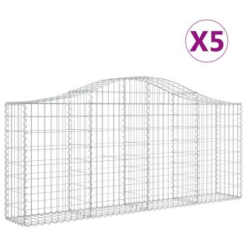 Gabionen mit Hochbogen 5 Stk. 200x30x80/100 cm Verzinktes Eisen