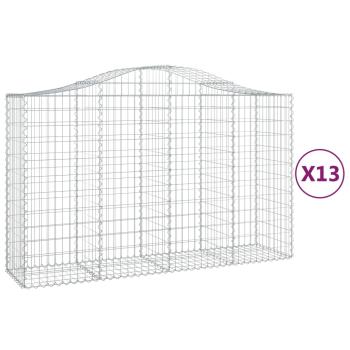 Gabionen mit Hochbogen 13Stk. 200x50x120/140cm Verzinktes Eisen