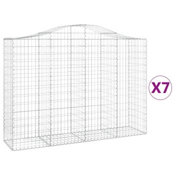 Gabionen mit Hochbogen 7 Stk. 200x50x140/160cm Verzinktes Eisen