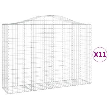 Gabionen mit Hochbogen 11Stk. 200x50x140/160cm Verzinktes Eisen