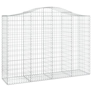 Gabionen mit Hochbogen 11Stk. 200x50x140/160cm Verzinktes Eisen