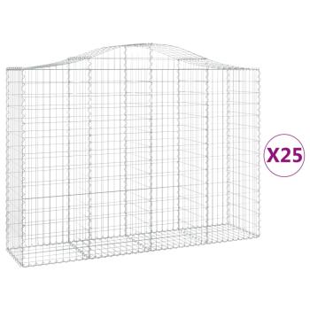 Gabionen mit Hochbogen 25Stk. 200x50x140/160cm Verzinktes Eisen