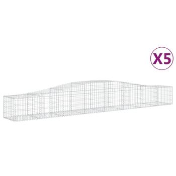 Gabionen mit Hochbogen 5 Stk. 400x50x40/60cm Verzinktes Eisen