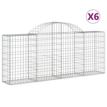 Gabionen mit Hochbogen 6 Stk. 200x30x80/100 cm Verzinktes Eisen