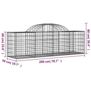 Gabionen mit Hochbogen 8 Stk. 200x50x60/80 cm Verzinktes Eisen