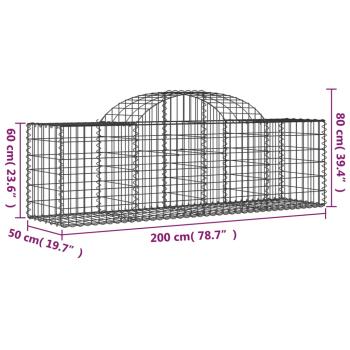 Gabionen mit Hochbogen 10 Stk. 200x50x60/80 cm Verzinktes Eisen