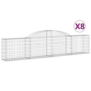 Gabionen mit Hochbogen 8 Stk. 300x30x60/80 cm Verzinktes Eisen