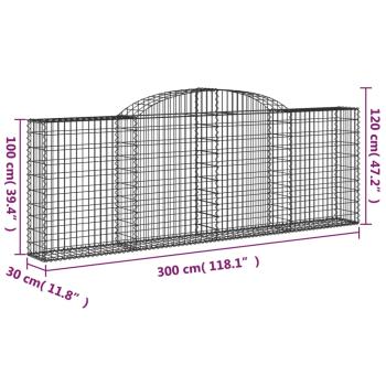 Gabionen mit Hochbogen 20 Stk 300x30x100/120cm Verzinktes Eisen