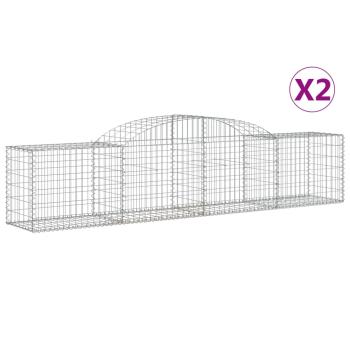 Gabionen mit Hochbogen 2 Stk. 300x50x60/80 cm Verzinktes Eisen
