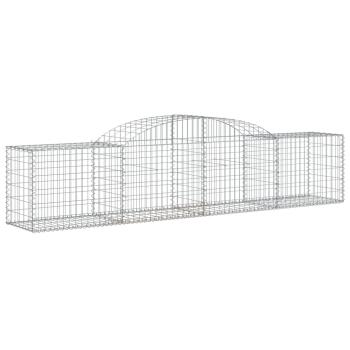 Gabionen mit Hochbogen 2 Stk. 300x50x60/80 cm Verzinktes Eisen