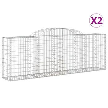 Gabionen mit Hochbogen 2 Stk. 300x50x100/120cm Verzinktes Eisen