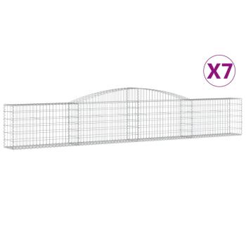 Gabionen mit Hochbogen 7 Stk. 400x30x60/80 cm Verzinktes Eisen