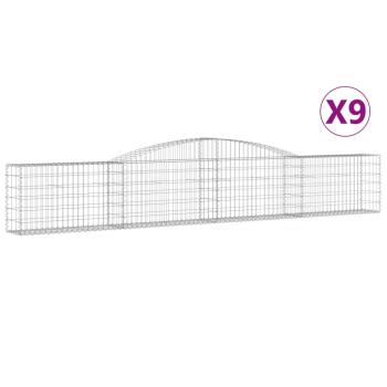 Gabionen mit Hochbogen 9 Stk. 400x30x60/80 cm Verzinktes Eisen