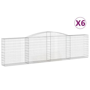 Gabionen mit Hochbogen 6 Stk. 400x30x100/120cm Verzinktes Eisen