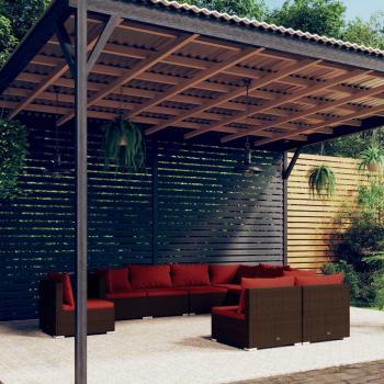 ARDEBO.de - 9-tlg. Garten-Lounge-Set mit Kissen Poly Rattan Braun