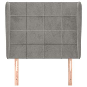 Kopfteil mit Ohren Hellgrau 83x23x118/128 cm Samt
