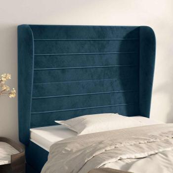ARDEBO.de - Kopfteil mit Ohren Dunkelblau 83x23x118/128 cm Samt