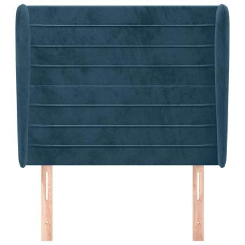 Kopfteil mit Ohren Dunkelblau 83x23x118/128 cm Samt