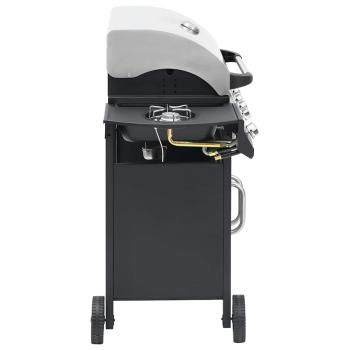 Gasgrill 4+1 Flammen Schwarz und Silbern Stahl & Edelstahl