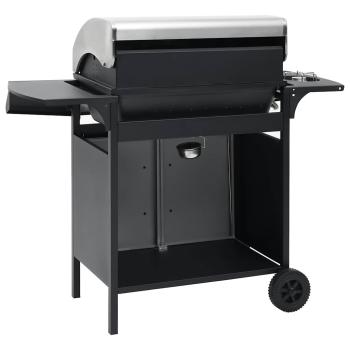 Gasgrill 4+1 Flammen Schwarz und Silbern Stahl & Edelstahl