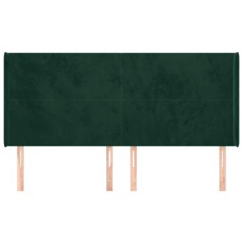 Kopfteil mit Ohren Dunkelgrün 183x16x118/128 cm Samt