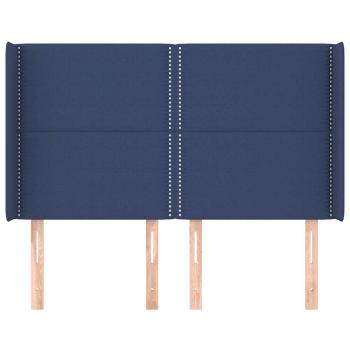 Kopfteil mit Ohren Blau 147x16x118/128 cm Stoff